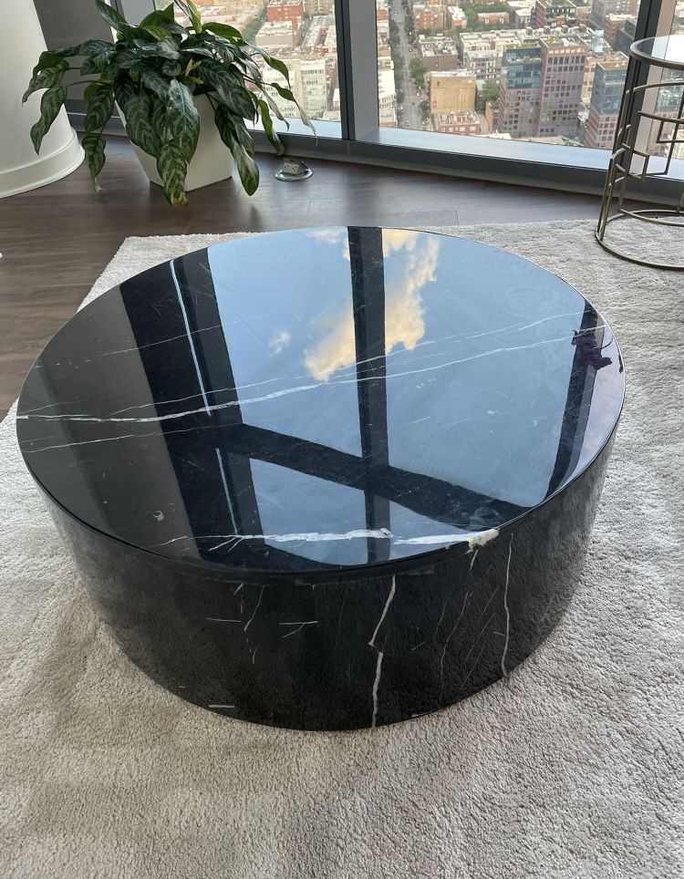 Black marble drum coffee table