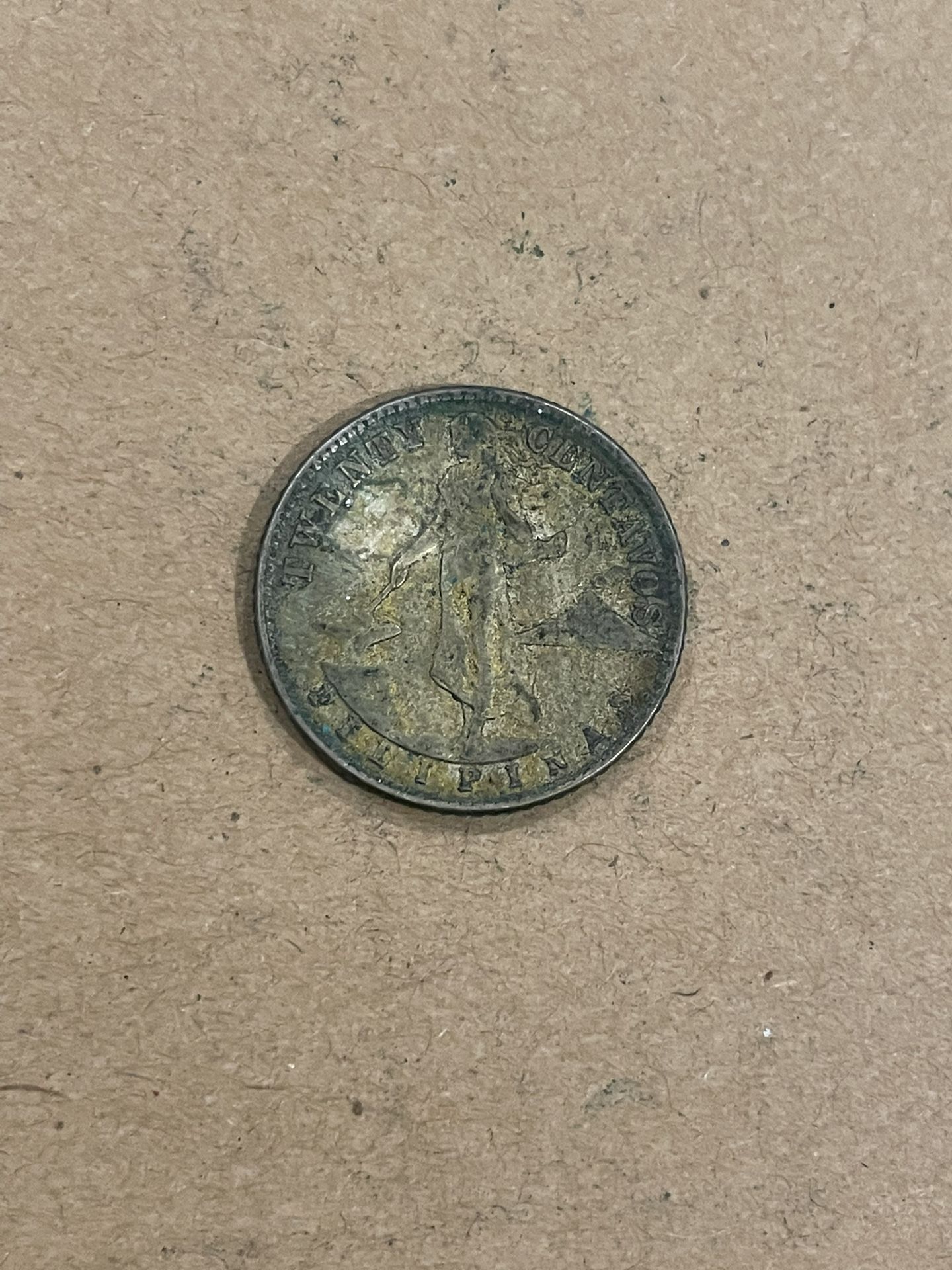 1944 Philippines USA 20 Centavos Coin 