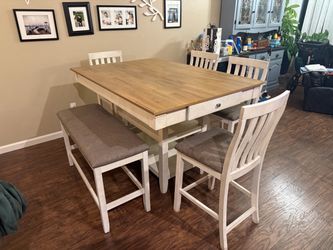 6 piece counter height dining set with storage