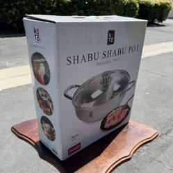 BRAND NEW IN BOX UNOPENED NEVER USED Koto Stainless Steel Shabu Shabu Pot - Divided 28cm 4.5L Liters