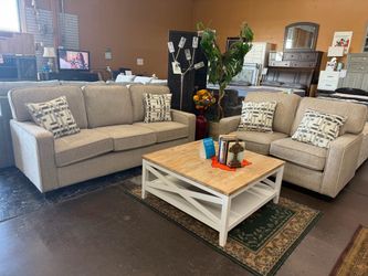 Taupe Sofa Loveseat Couch Set