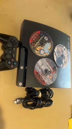 PS3 slim 120 gig w games and control