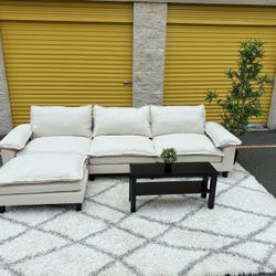 (📦 BRAND NEW IN BOX) Soft Beige Sectional – Ready to Go! (🛋️)