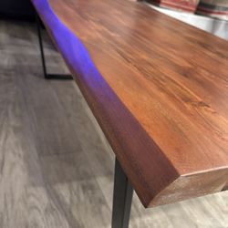 Live Edge Wooden Coffee Table with Metal Base