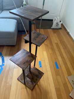 5-Tier Industrial Wood and Metal Plant Stand