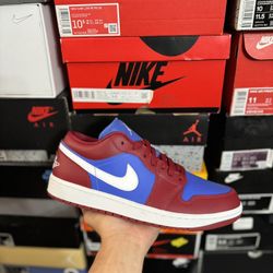 DS Jordan 1 Low Pomegranate Medium Blue size 10.5W 9M