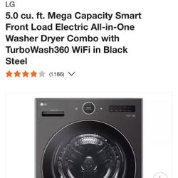 LG Mega Capacity Smart Front Load Washer Dryer Combo