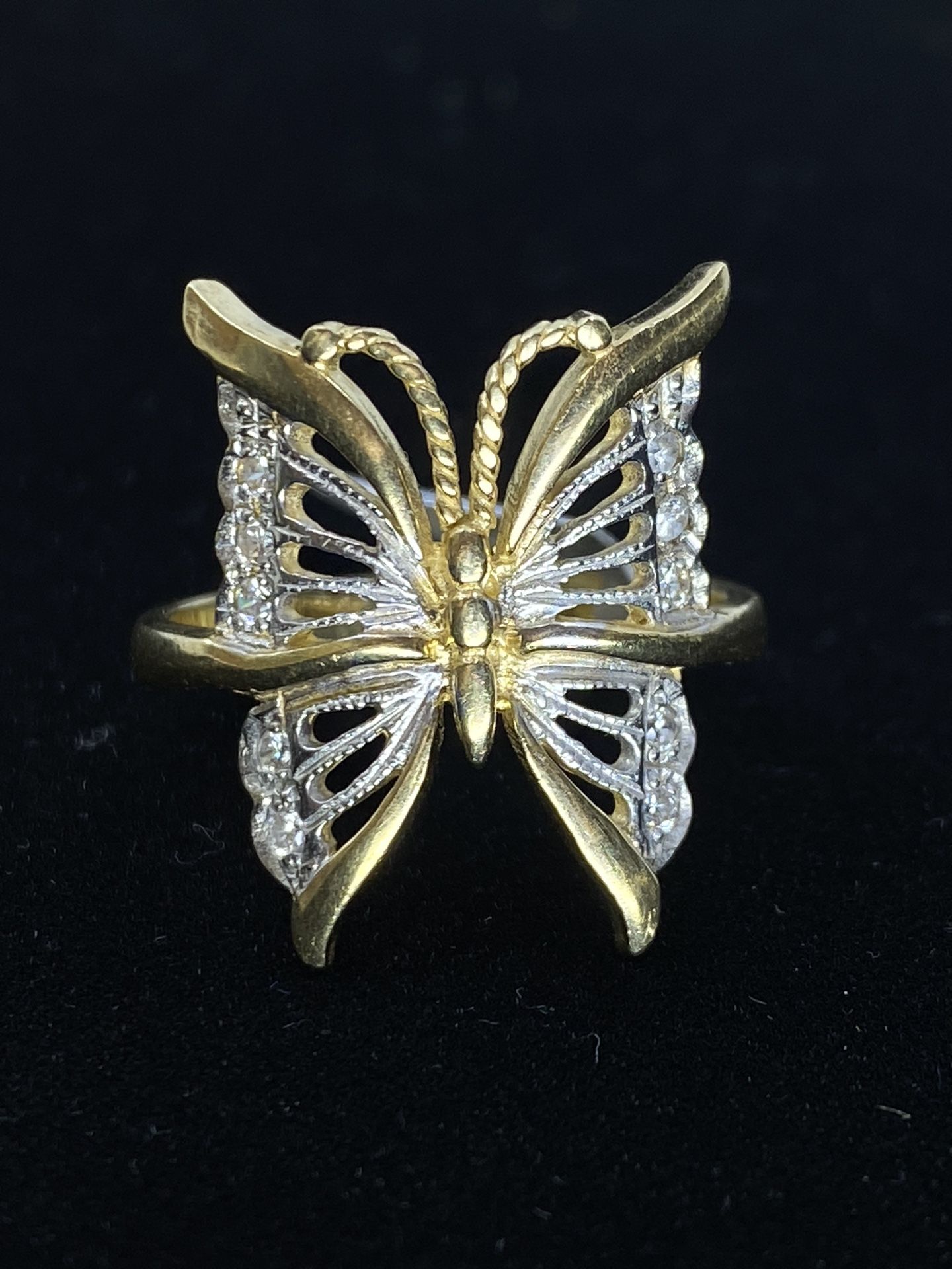 $575 Two Tone Gold W Zirconia Butterfly Ring