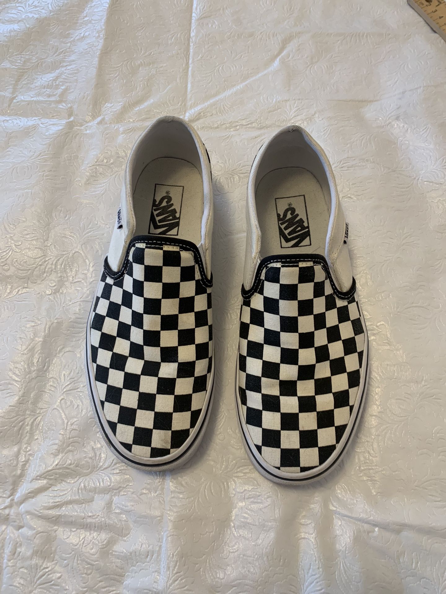 Vans Slip On Shoes, Black & White Checkerboard, Womens 8.5