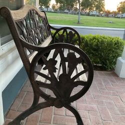 Cast Iron/ Oak Antique Park Bench