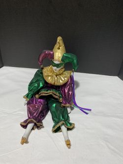 VTG Harlequin Mardi Gras Jester Doll