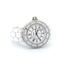 Chanel J12 34mm White Ceramic White Dial Quartz Date Watch Swiss Made
