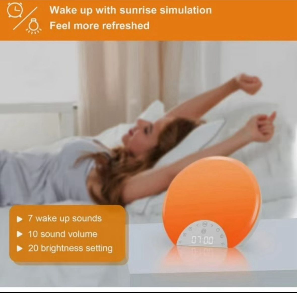 Sunrise Alarm Clock Wake Up Light For Kids Adults Heavy Sleepers With Dual Alarm