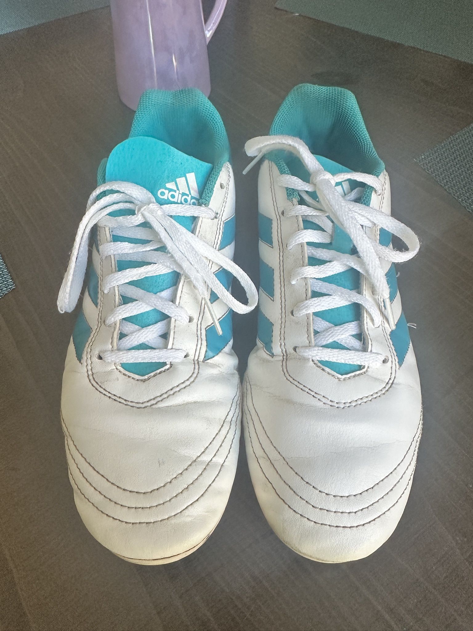 Adidas Soccer Cleats – White/Teal 