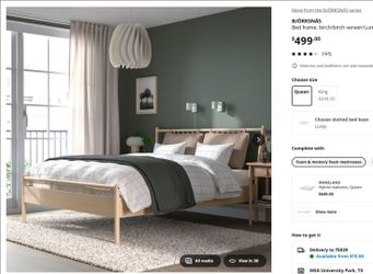 IKEA bed frame and bed base for Queen