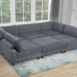 Extra Large Grey Sectional Theater Style Seating Huge Sofa Bed  Modular 