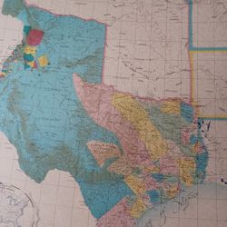 Framed Antique Texas Map