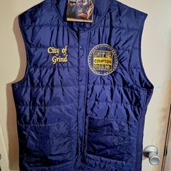 Compton Puffer Vest Jacket Mens L  Snap Button City of Grind Hub City Cpt