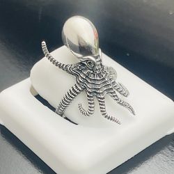 solid 925 silver size 7 octopus ring
