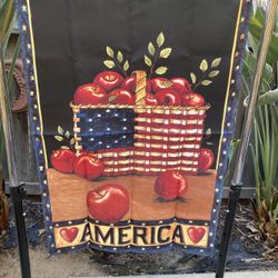 America Basket With Apples house flag