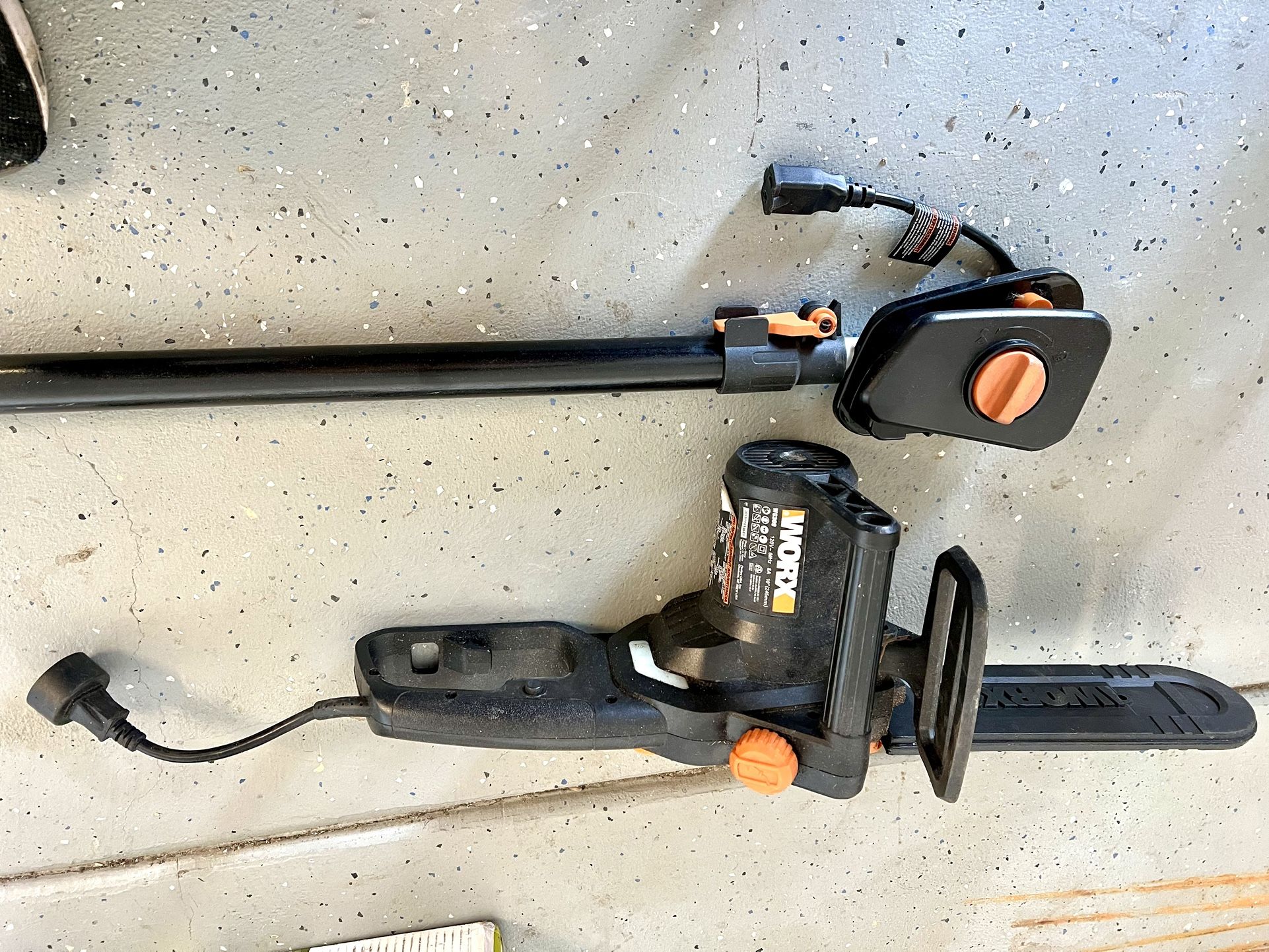 WORX electric pole saw and chainsaw combo