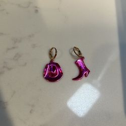 Pink Cowgirl Boot & Hat Earrings 
