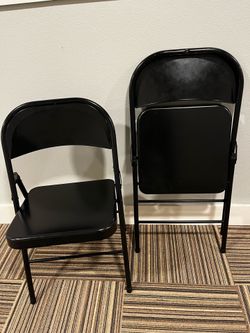 Black Metal Stackable Folding Chairs 2
