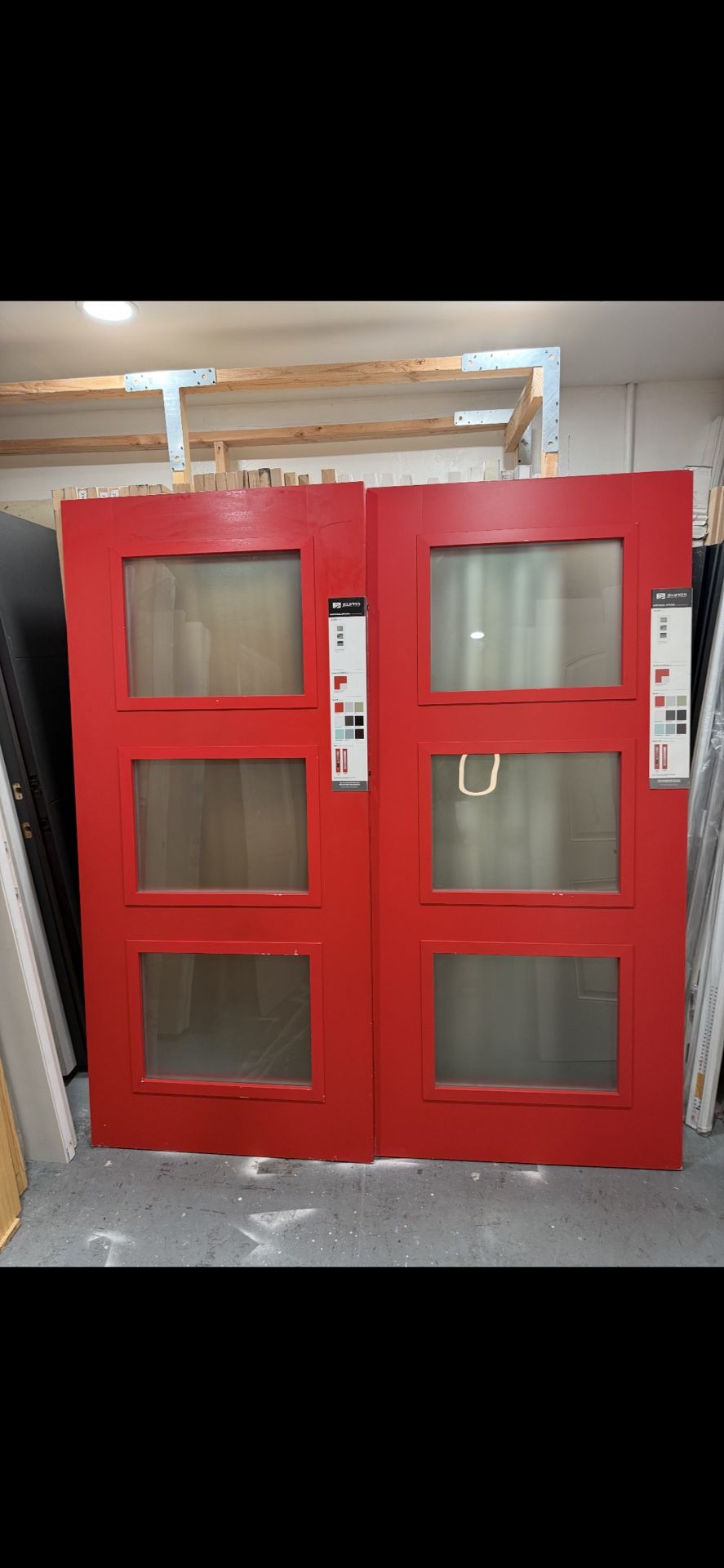 Exterior doors front door French doors entry door 35-3/4x79” contemporary style modern mid-century doors fiberglass frosted glass I have a set of Fre