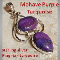 Authentic Mojave Purple Turquoise Sterling Silver Pendant 