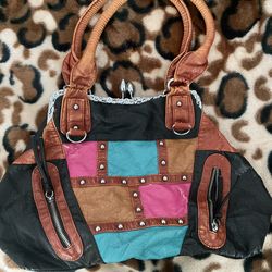 Multi-Colored Patchwork Leather Handbag