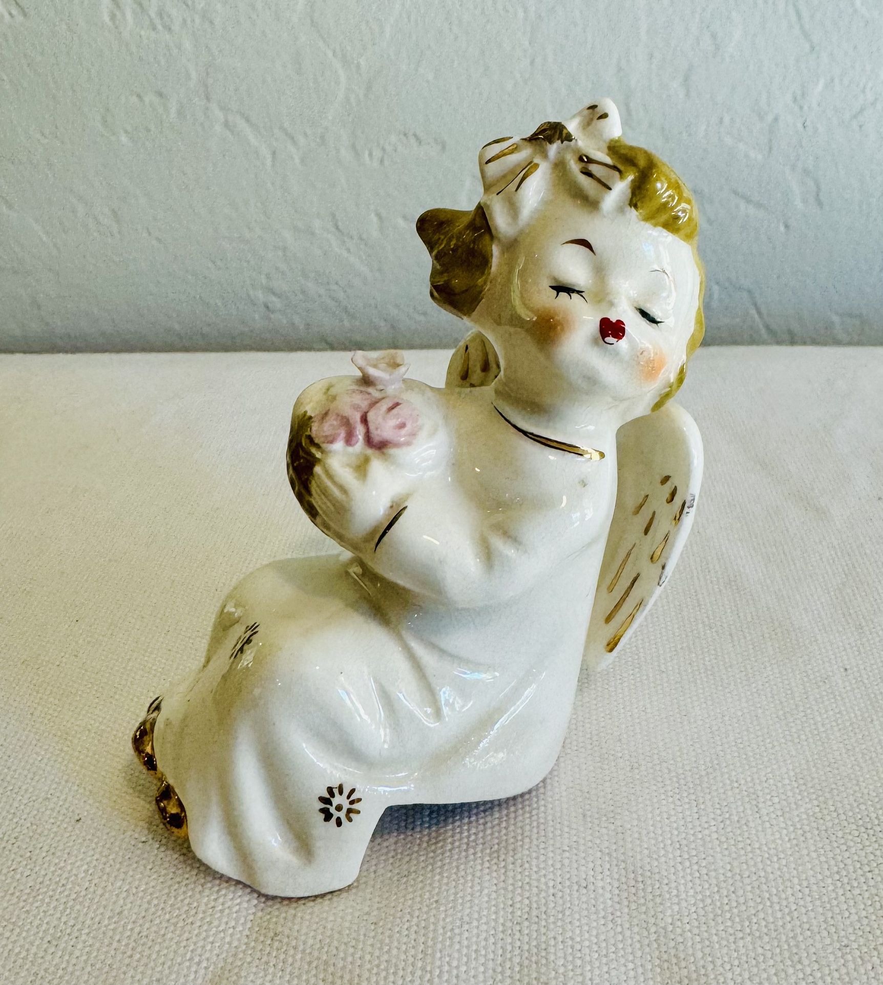 vintage sitting angel figurine mid century