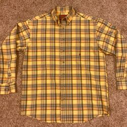 Wrangler 20X TwentyX Twenty X Yellow Plaid Button Shirt Long Sleeve Size Medium western cowboy rodeo shirt
