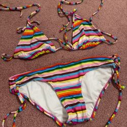 Medium Striped Bikini Festival Boho Swim Suit 