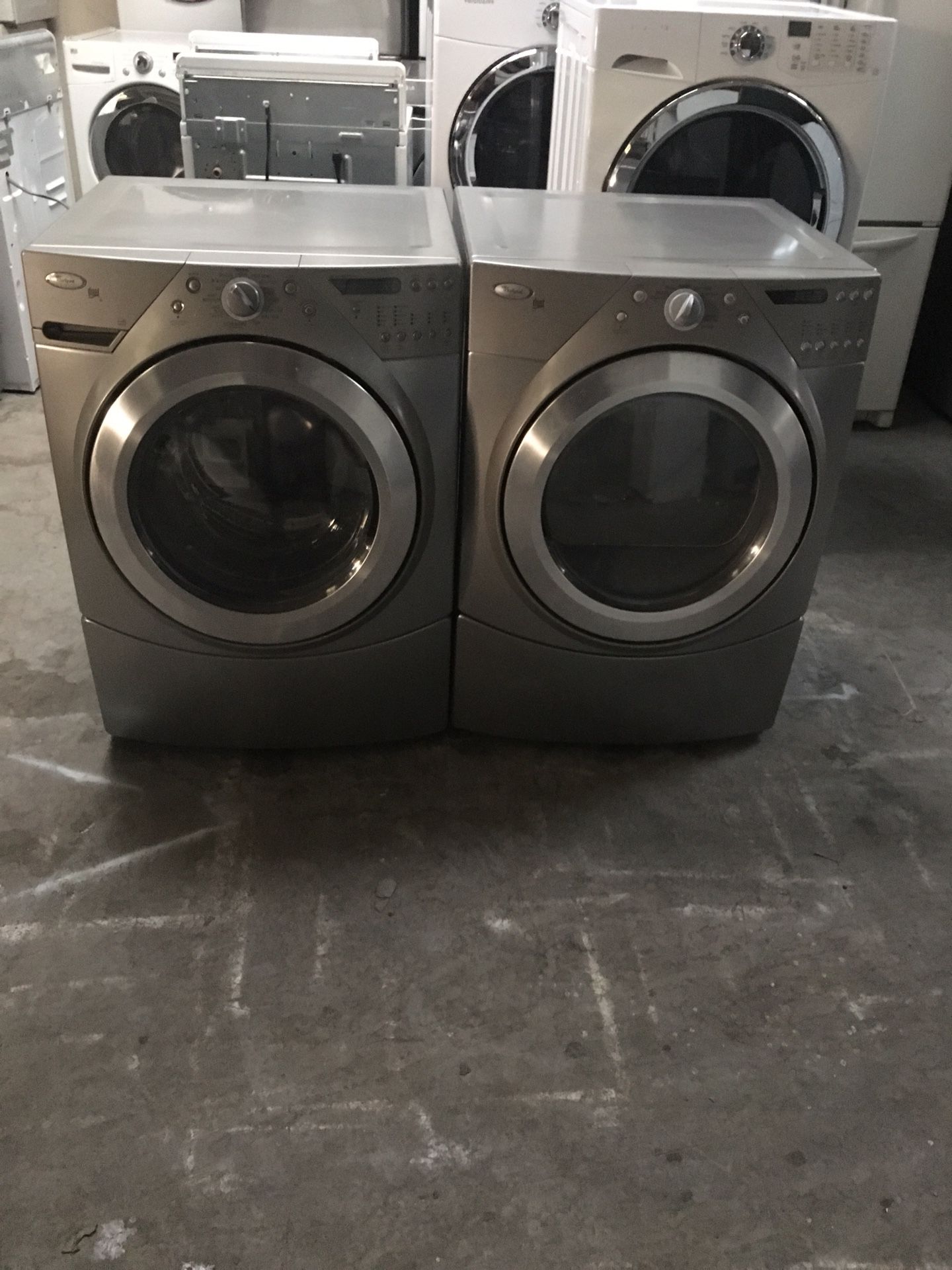 Set washer and dryer brand whirlpool electric dryer everything is good working condition 90 days warranty delivery and installation