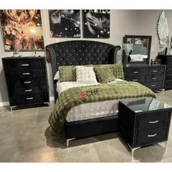 4 Piece Queen  / Eastern King Size Bedroom Set ( Included Bed Frame,  Dresser , Mirror,  Nightstand )