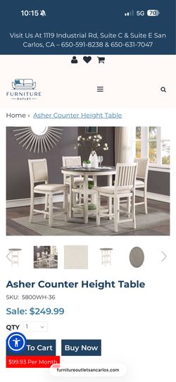 Asher counter height table set