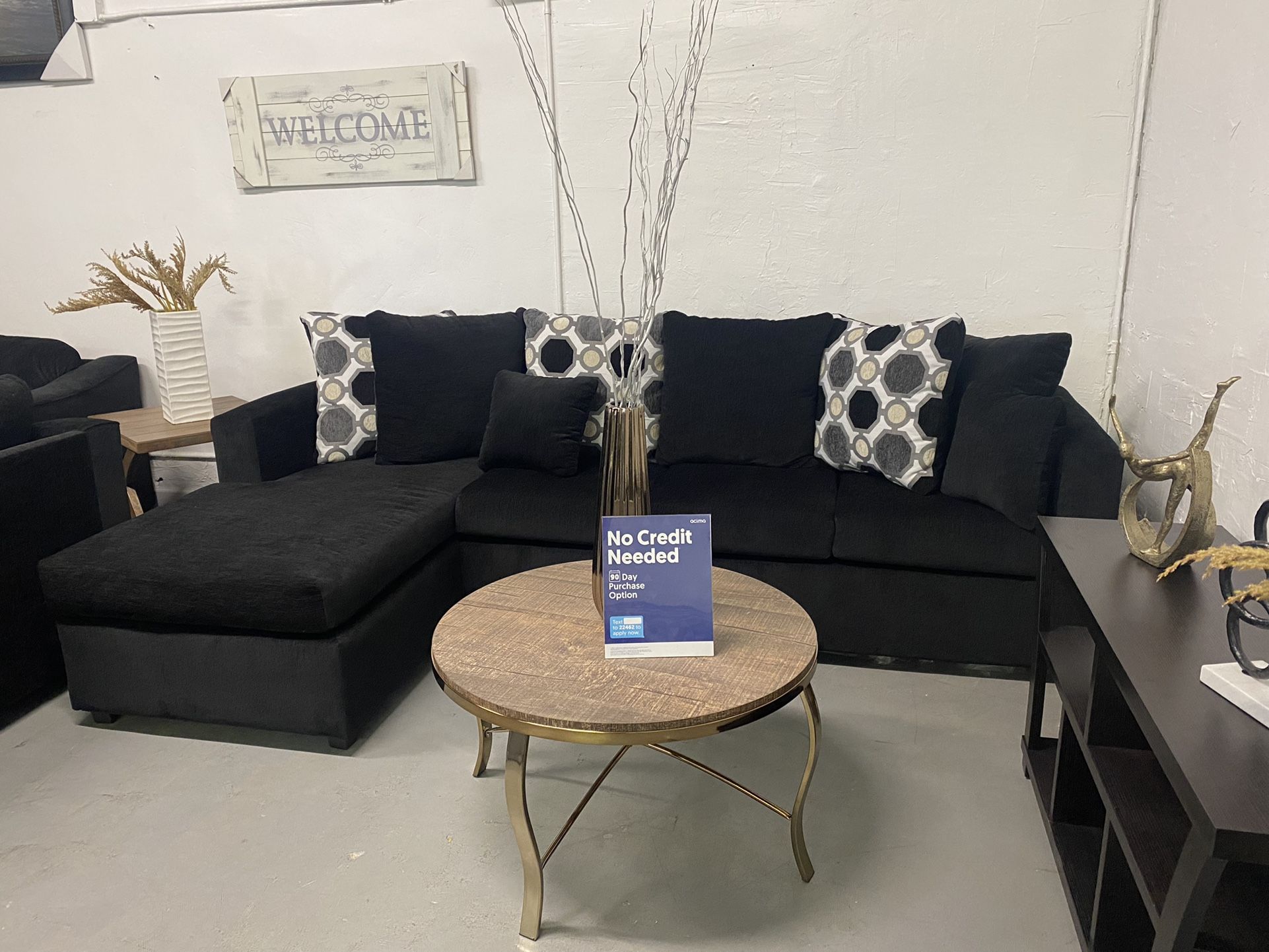 Black Sectional With Designed Pillows ‼️Week End Special‼️