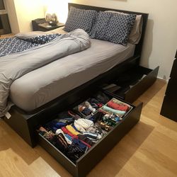 IKEA Malm black 4 drawer bed frame