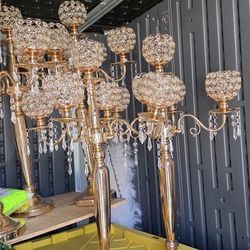 Home, Wedding, Decor Gold Candelabras And Mirror