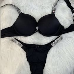 Victoria's Secret Very Sexy shine bra set Rhinestones brazilian