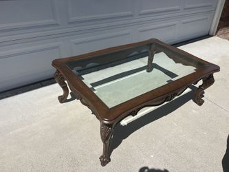 Estate Walnut Solid Curved Wooden Legs Coffee Table