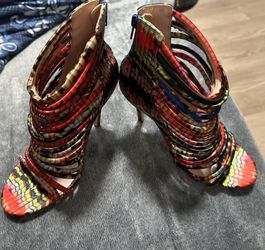 Andrea Multicolored Strap Heels Size 7 1/2