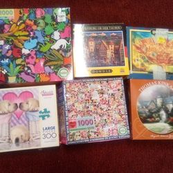 Lot Of 6 Jigsaw Puzzles Boardgames