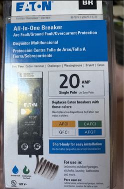 Eaton 20A Single Pole All-In-One AFCI/GFCI Breaker