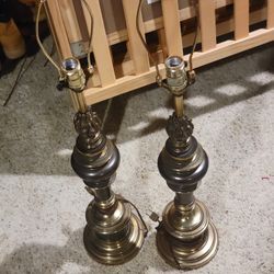 Vntg Mid-Century STIFFEL Hollywood Regency Brass MCM Table Lamp Heavy Retro 