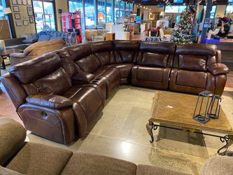 Expansive Brown Power Recliner Sectional, No Cords