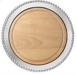Mariposa Silver Tray with wood insert