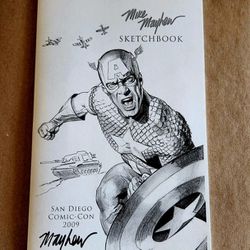 Mike Mayhew Sketchbook signed San Diego Comic-con 2009 Captain America Spiderman