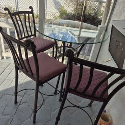 High Glass Table 3 Chairs 