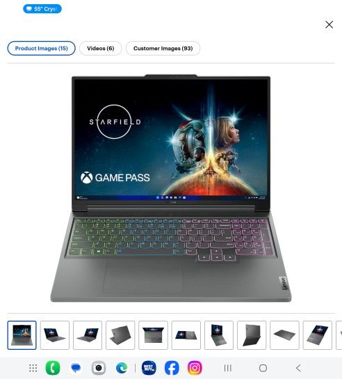 GAMING LAPTOP lenovo Legion Slim 5 16" Ryzen 5 7640 HS 8gb GPU 